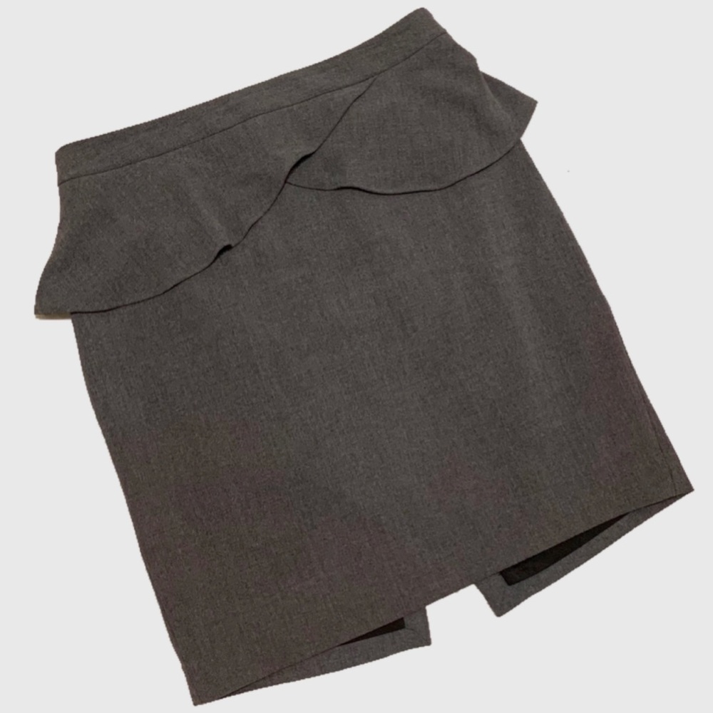 Express Grey Ruffle Pencil Skirt sz 10